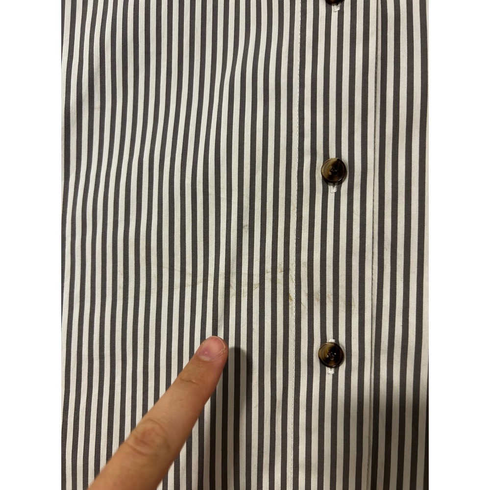 Lafayette 148 New York Womens Grey White Striped Button Down Shirt Small - Picture 3 of 8
